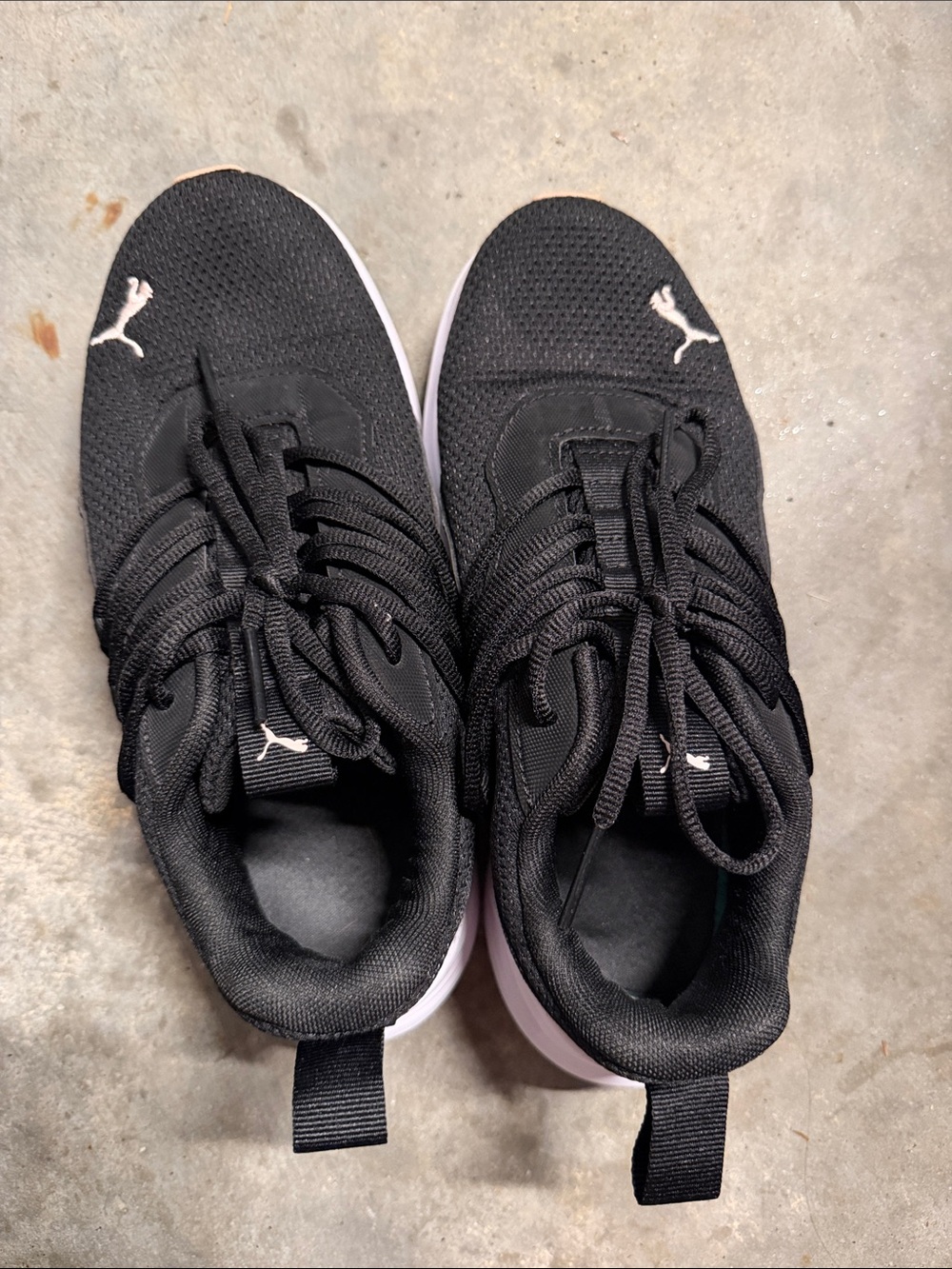 Puma Men's Black Knit Lace-Up Sneakers with White Outsole